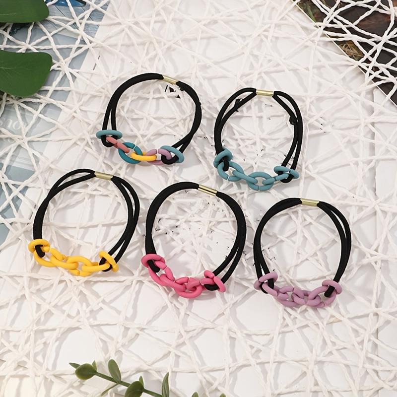 Colorful Chain Girls Hair Tie Small Elastic Hair Bands Ponytail Holder