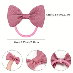 20 Pair Bow Hair Tie Solid Hair Ring Elastic Ponytail Holder