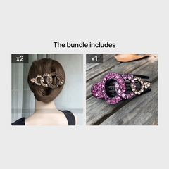 Vintage Rhinestone Hair Claw Clip Leaf Geometric Barrettes Hairpin