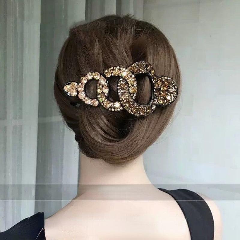 Vintage Rhinestone Hair Claw Clip Leaf Geometric Barrettes Hairpin