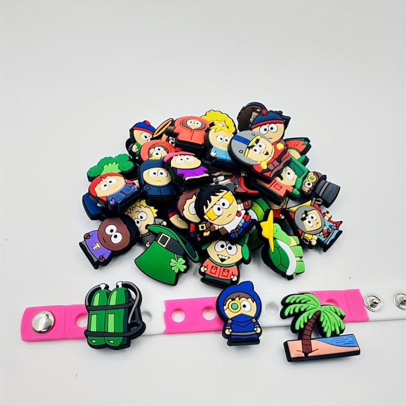 40PCS Casual & Cartoon PVC Shoe Flower & Buckle Soft Plastic Bracelet Decor