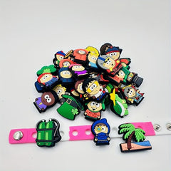 40PCS Casual & Cartoon PVC Shoe Flower & Buckle Soft Plastic Bracelet Decor