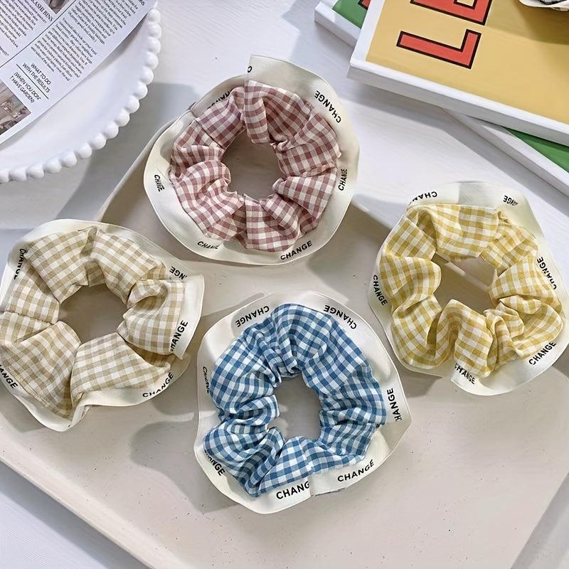 Plaid Scrunchies Hair Tie Colorful Hair Rope Checkered Hair Ring