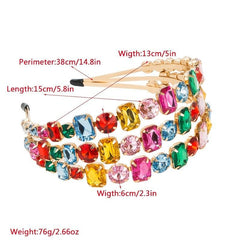 Geometric Chunky Jewels Headband Metal Rhinestone Flash