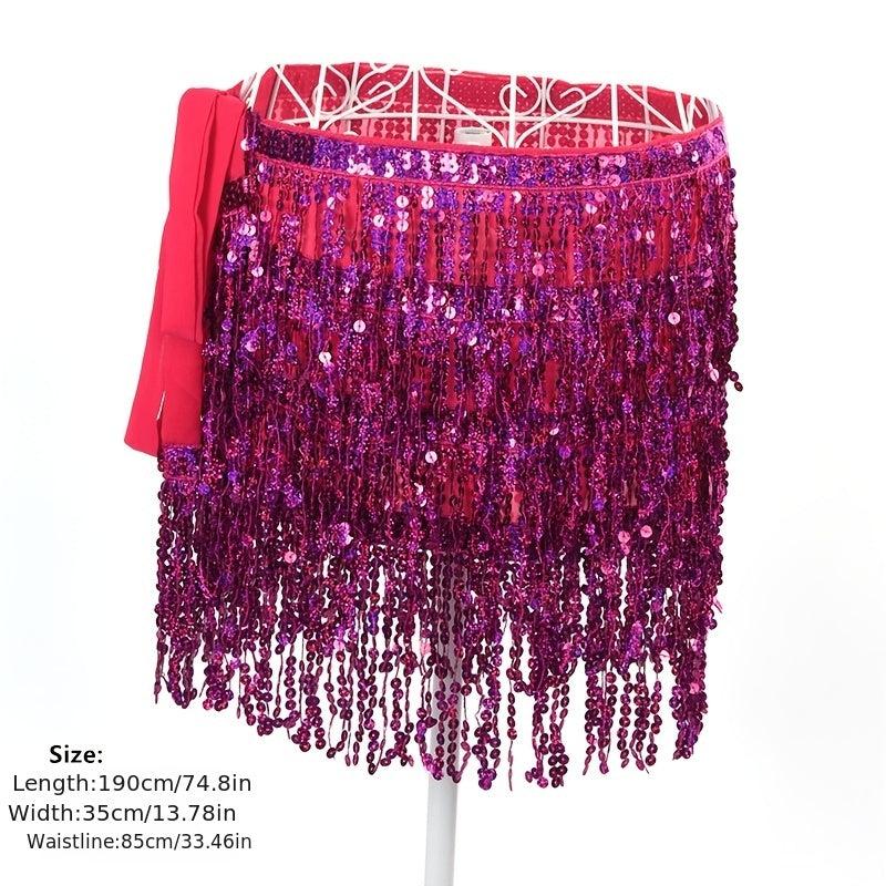 Bohemian Style Belly Dance Costume Sequin Tassel Fringe Hip Scarf Belt