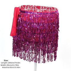 Bohemian Style Belly Dance Costume Sequin Tassel Fringe Hip Scarf Belt