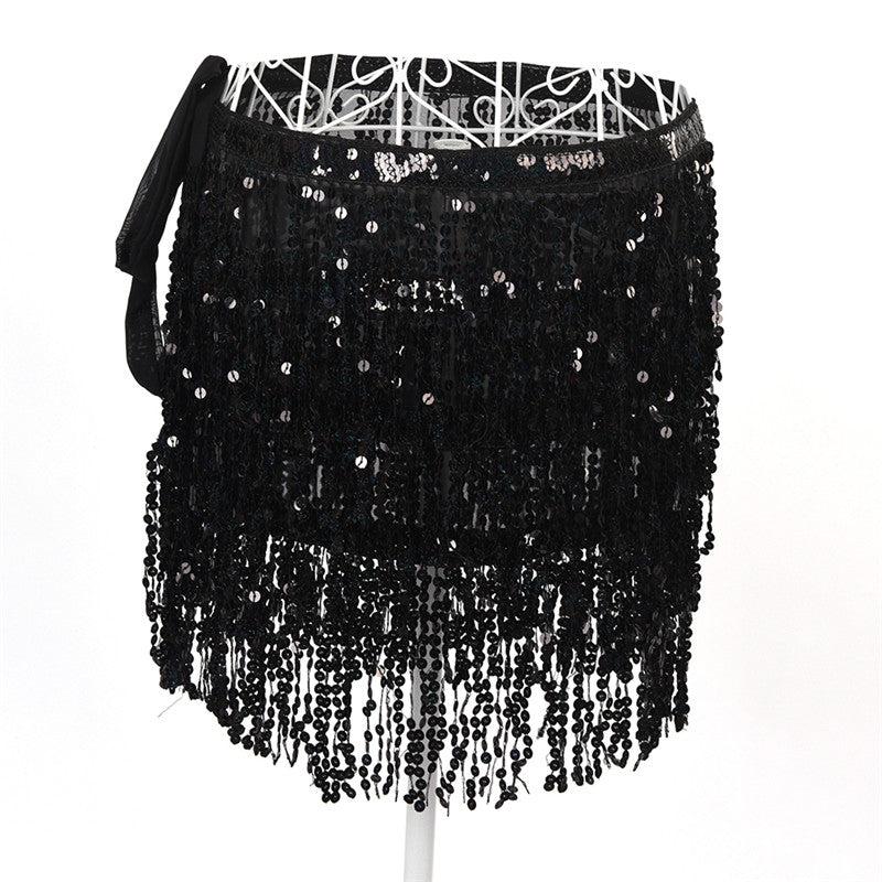 Bohemian Style Belly Dance Costume Sequin Tassel Fringe Hip Scarf Belt