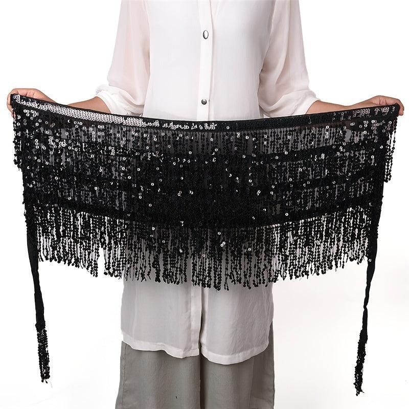 Bohemian Style Belly Dance Costume Sequin Tassel Fringe Hip Scarf Belt