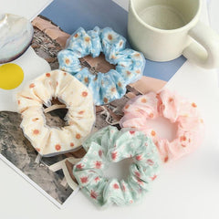 Chiffon Flower Hair Scrunchies Hair Bobbles Ponytail Holder