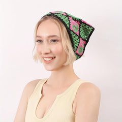 Hollow Crochet Triangular Scarf Floral Weaving Headband for Women