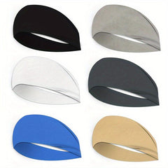 6pcs Sports Headband Solid Head Hoop Stretchy Sweatband Hair Band