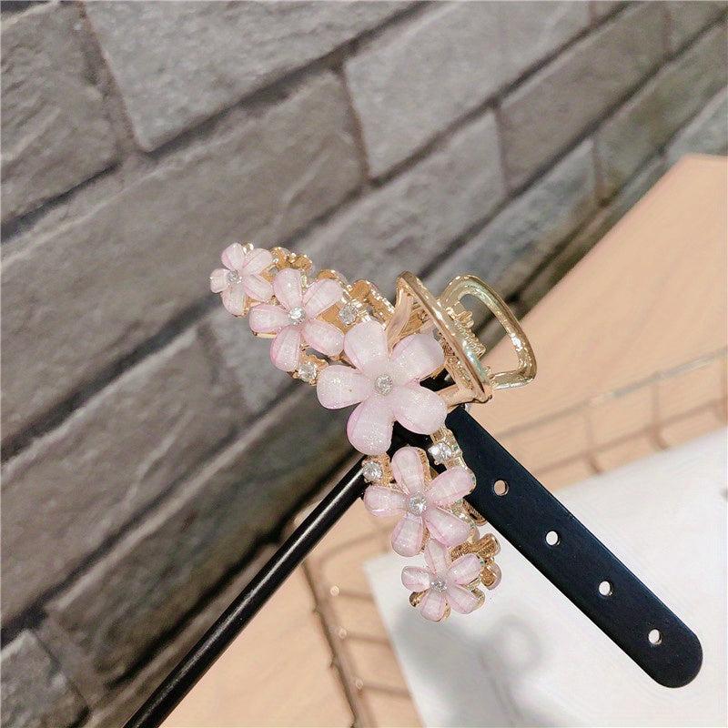 Vintage Flower Hair Claw Crystal Floral Hair Claw for Women Girls