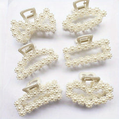 6pcs Pearl Hair Claw Heart Bow Ponytail Holder Hair Clip