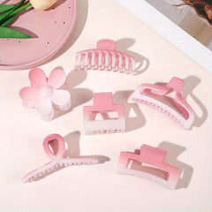6pcs Gradient Flower Hair Claw Ponytail Holder Women