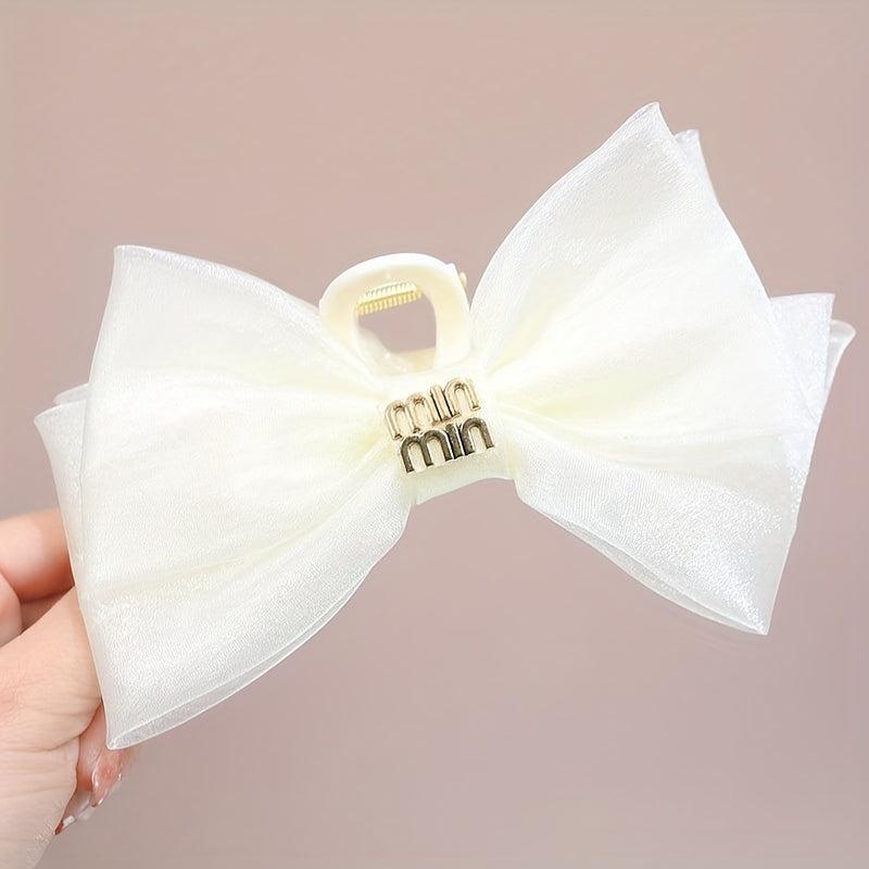 2pcs Organza Bow Hair Claw Clip Nonslip Shark Clip Women Girls Hair Claw