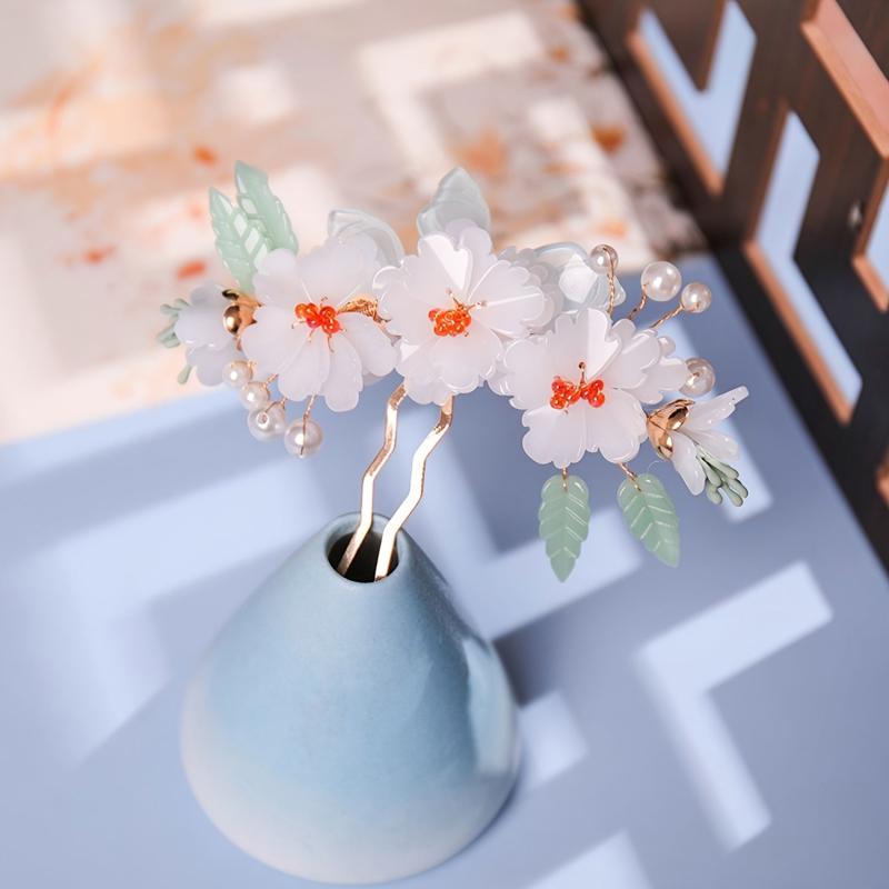 Chinese Style Flower Hairpin Ancient Style Floral U shaped Hair Pin