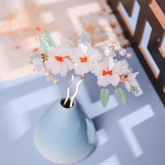 Chinese Style Flower Hairpin Ancient Style Floral U shaped Hair Pin