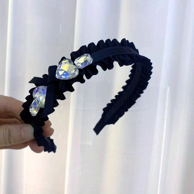 Zircon Decor Headband Bow Head Hoop Sparkle Headdress For Women Girls