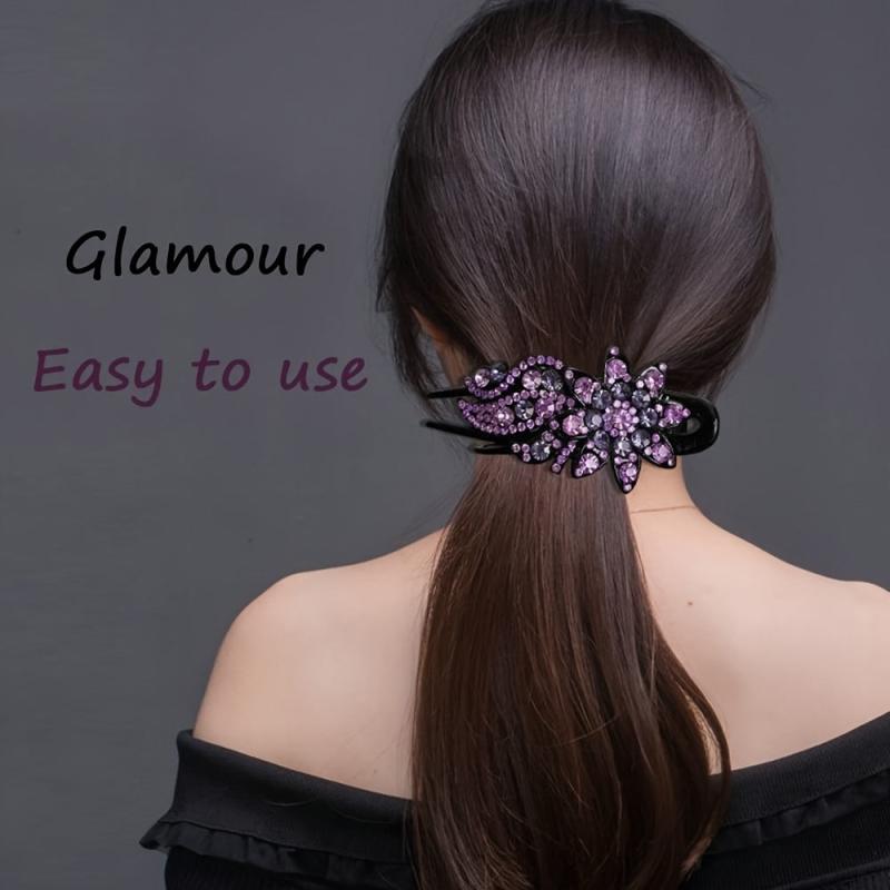 Vintage Rhinestone Flower Hair Claw Clip for Mother