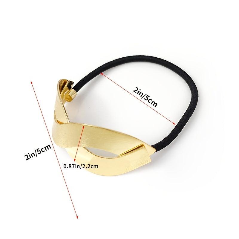 Metal Geometric Golden Hair Elastics Ties Woven Stretchy Rubber Bands