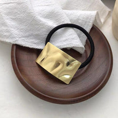 Metal Geometric Golden Hair Elastics Ties Woven Stretchy Rubber Bands