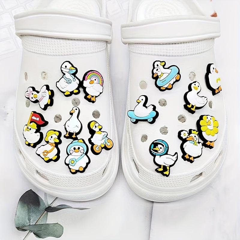 14pcs Little Cartoon Duck Shoe Charm DIY Sandals Decoration Clogs Shoe Buckle