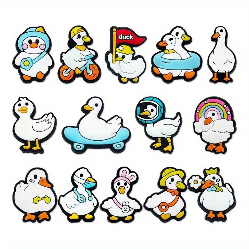 14pcs Little Cartoon Duck Shoe Charm DIY Sandals Decoration Clogs Shoe Buckle