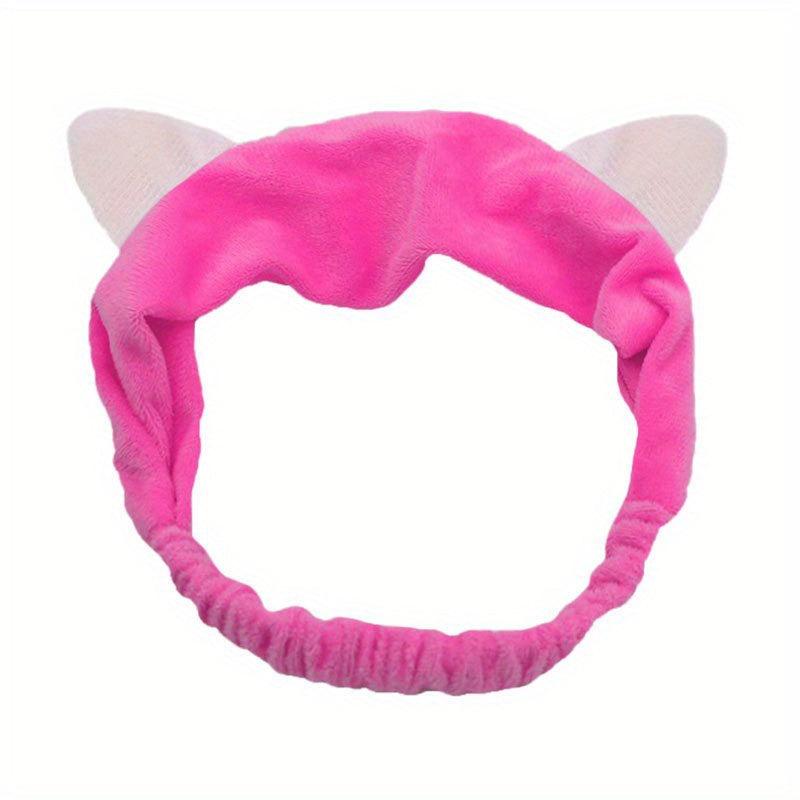 Deer Antlers Ears Headband Coral Fleece Hair Band for Spa Makeup