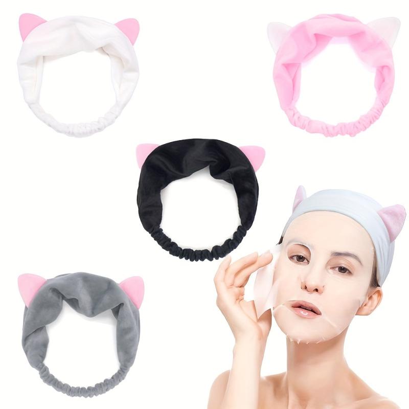 Deer Antlers Ears Headband Coral Fleece Hair Band for Spa Makeup