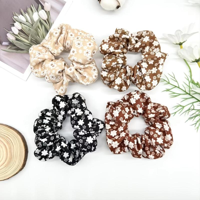 Colorful Floral Boho Large Scrunchies Hair Accessories