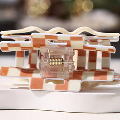 Colorful Checkered Hair Claw Clip Sweet Hair Style for Women Girls