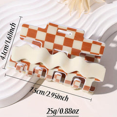 Colorful Checkered Hair Claw Clip Sweet Hair Style for Women Girls
