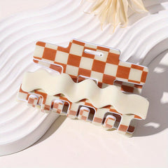 Colorful Checkered Hair Claw Clip Sweet Hair Style for Women Girls