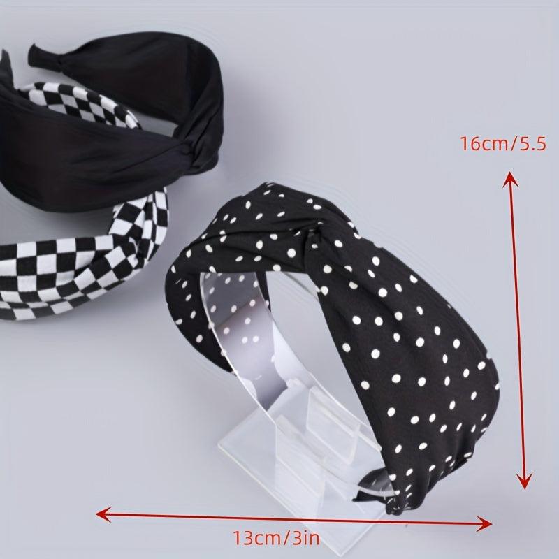 Polka Dot Checkered Headband Hair Band for Women Girls