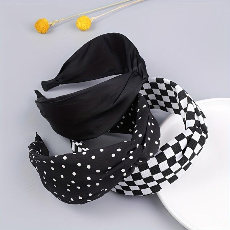 Polka Dot Checkered Headband Hair Band for Women Girls