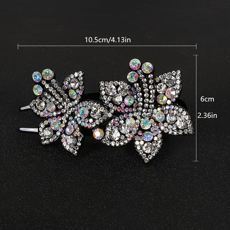Colorful Rhinestone Flower Hair Claw Clip Retro Non Slip Strong Hold