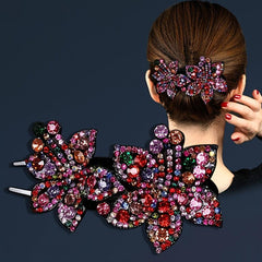 Colorful Rhinestone Flower Hair Claw Clip Retro Non Slip Strong Hold