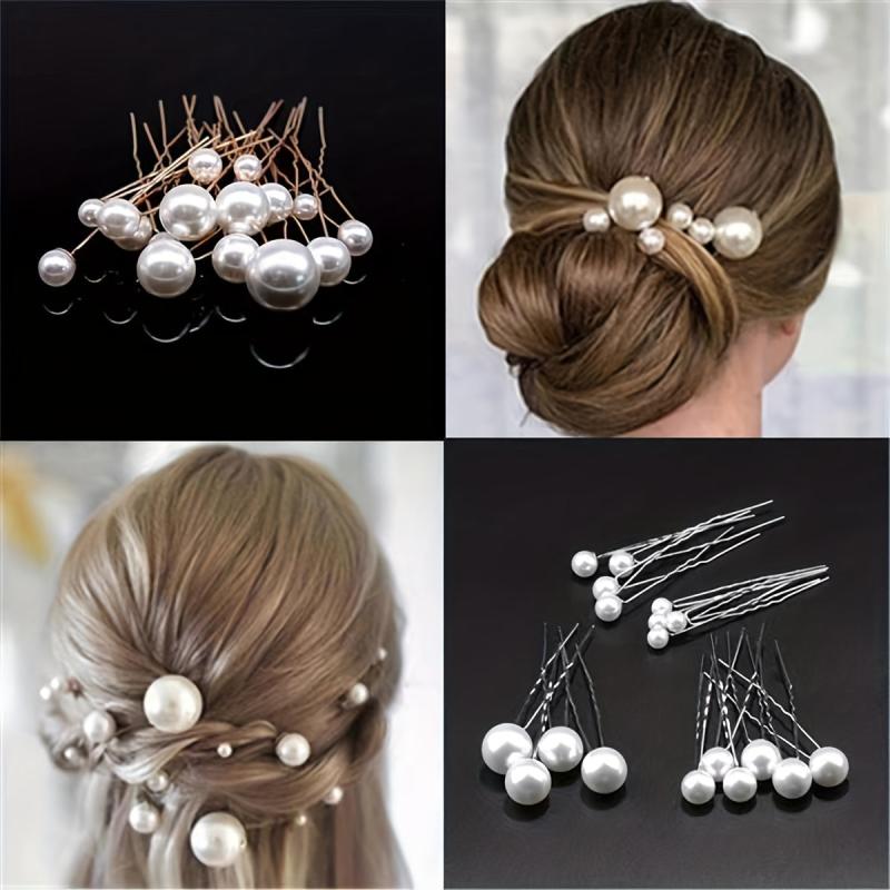 10pcs Faux Pearl Bridal Hair Pin Wedding U-Shaped Hair Fork Women Girls Styling