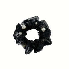 Organza Scrunchies Hair Tie with Pearl Decor