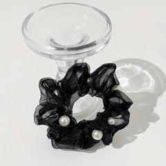 Organza Scrunchies Hair Tie with Pearl Decor