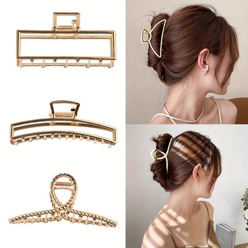6pcs Metal Hair Claw Clip Metallic Hair Claw Ponytail Holder
