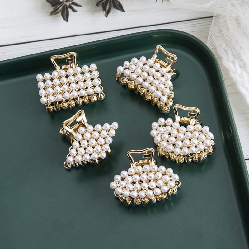 Faux Pearl Hair Claw Clip Strong Hold Grip Hair Jaw Clip
