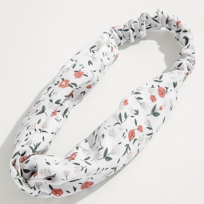 Floral Printed Cross Headband Stretchy Headdress Hair Accessories