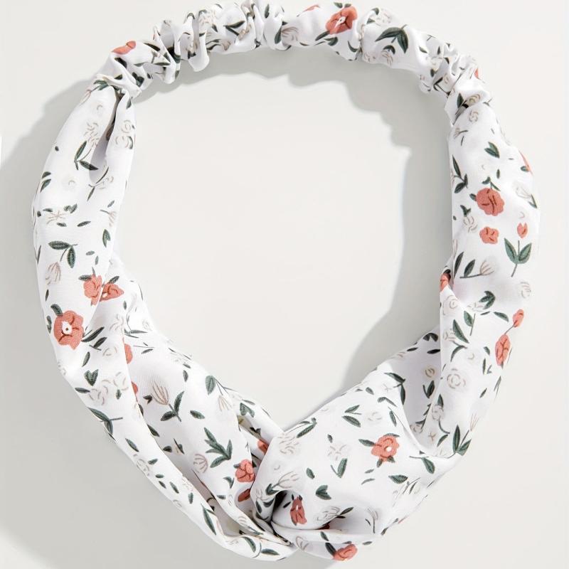 Floral Printed Cross Headband Stretchy Headdress Hair Accessories