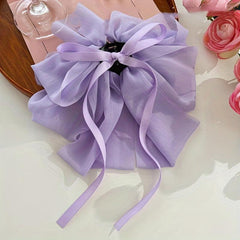 3pcs Mesh Large Bow Hair Claw Ponytail Holder