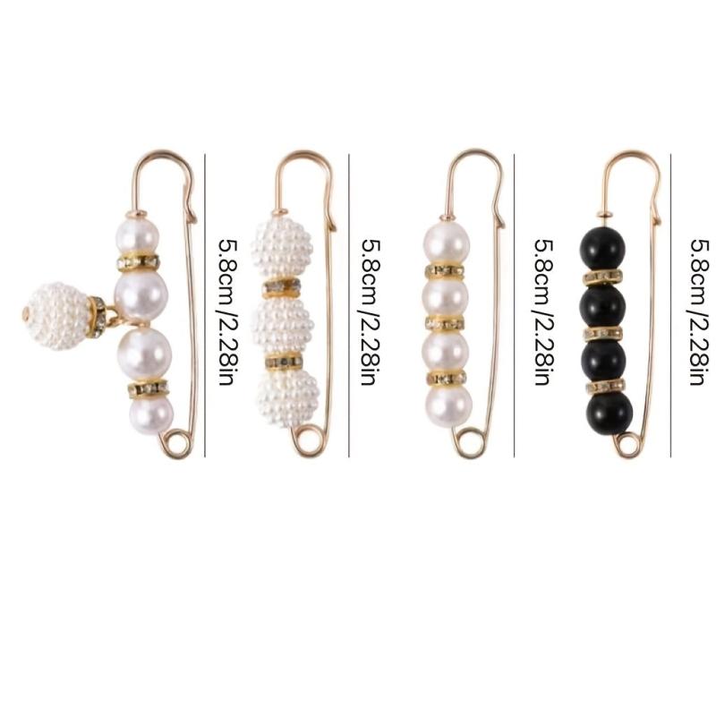 4pcs Faux Pearl Brooch Pin Stylish Safety Pin For Women Girls