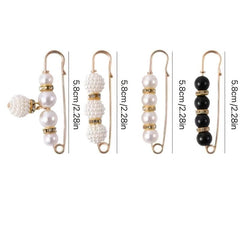 4pcs Faux Pearl Brooch Pin Stylish Safety Pin For Women Girls