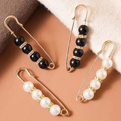 4pcs Faux Pearl Brooch Pin Stylish Safety Pin For Women Girls