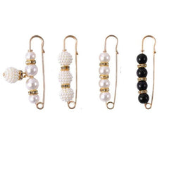 4pcs Faux Pearl Brooch Pin Stylish Safety Pin For Women Girls