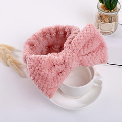 Microfiber Fuzzy Headband Bow Facial Wash Face Hair Bands Accessories